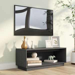 TV skříňka šedá 90 x 35 x 35 cm masivní borové dřevo - obrázek 7