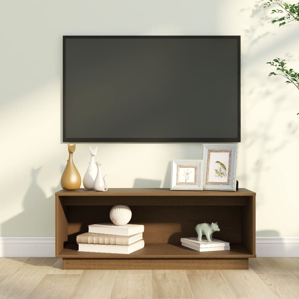 vidaXL Szafka pod telewizor, miodowy brąz, 90x35x35 cm, drewno sosnowe