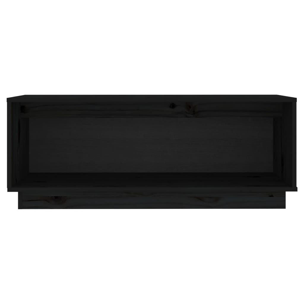 Meuble TV Noir 90x35x35 cm Bois de pin massif | meublestv.fr 4