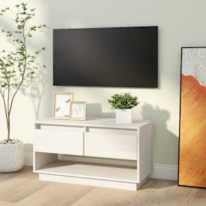 TV skříňka bílá 74 x 34 x 40 cm masivní borové dřevo - obrázek 8