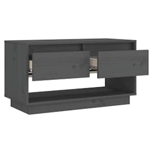 TV skříňka šedá 74 x 34 x 40 cm masivní borové dřevo - obrázek 4