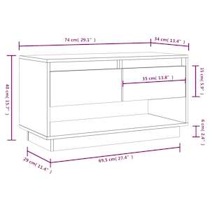 TV skříňka šedá 74 x 34 x 40 cm masivní borové dřevo - obrázek 10