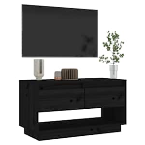 TV skříňka černá 74 x 34 x 40 cm masivní borové dřevo - obrázek 7