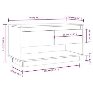 TV skříňka černá 74 x 34 x 40 cm masivní borové dřevo - obrázek 10