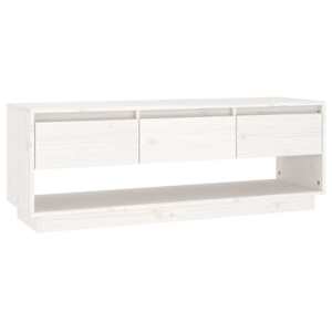 TV skříňka bílá 110,5 x 34 x 40 cm masivní borové dřevo - obrázek 2