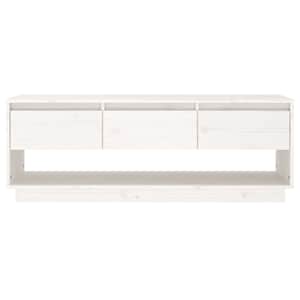 TV skříňka bílá 110,5 x 34 x 40 cm masivní borové dřevo - obrázek 3