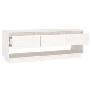 TV skříňka bílá 110,5 x 34 x 40 cm masivní borové dřevo - obrázek 4