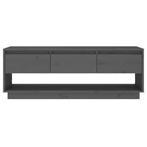TV skříňka šedá 110,5 x 34 x 40 cm masivní borové dřevo - obrázek 3