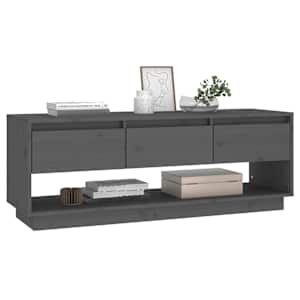 TV skříňka šedá 110,5 x 34 x 40 cm masivní borové dřevo - obrázek 6