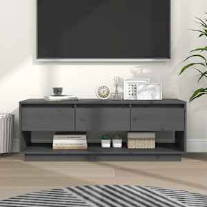 TV skříňka šedá 110,5 x 34 x 40 cm masivní borové dřevo - obrázek 1