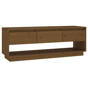 TV skříňka medově hnědá 110,5 x 34 x 40 cm masivní borové dřevo - obrázek 2