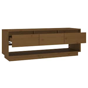 TV skříňka medově hnědá 110,5 x 34 x 40 cm masivní borové dřevo - obrázek 4