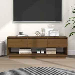 TV skříňka medově hnědá 110,5 x 34 x 40 cm masivní borové dřevo
