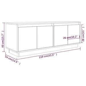 TV skříňka bílá 110 x 34 x 40 cm masivní borové dřevo - obrázek 9