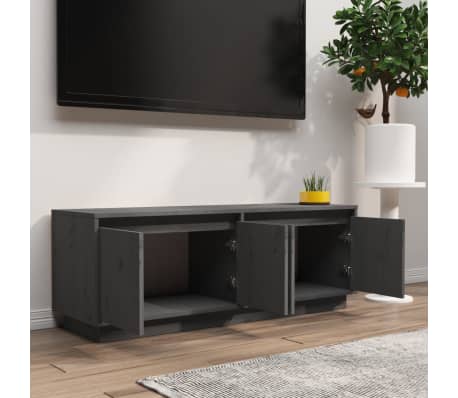 vidaXL TV-benk gr&aring; 110x34x40 cm heltre furu