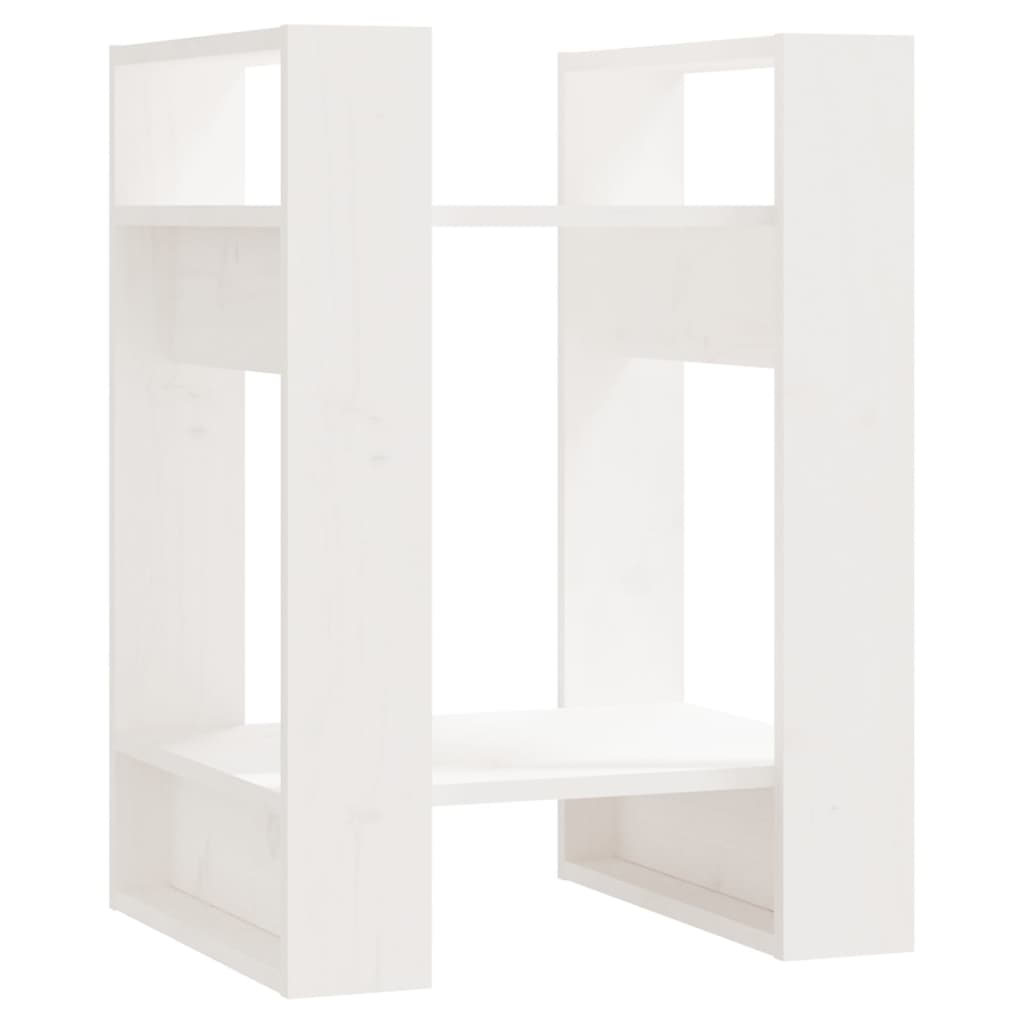 Bibliotecă/Separator cameră, alb, 41x35x57 cm, lemn masiv pin