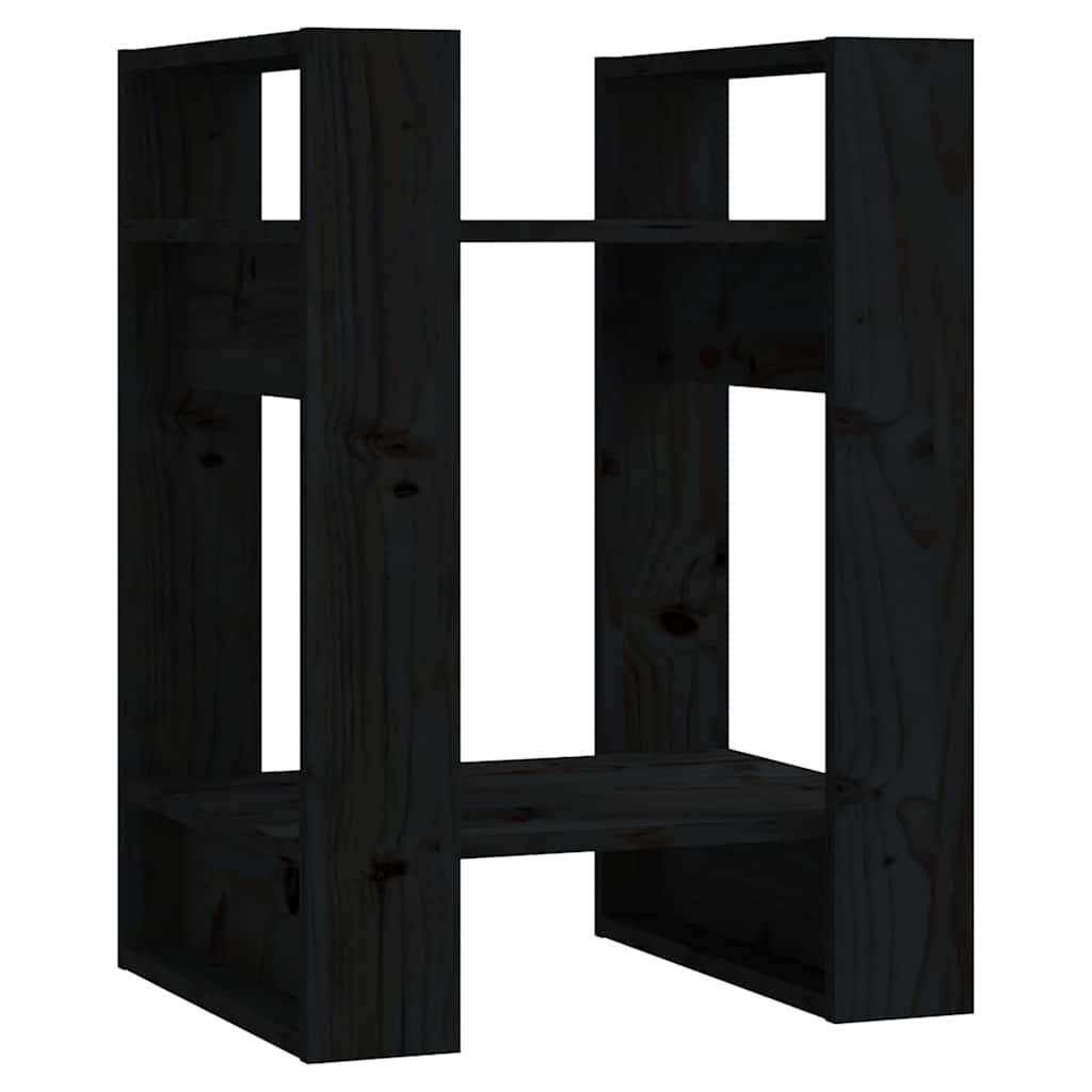 E-shop vidaXL Knižnica/deliaca stena čierna 41x35x57 cm masívna borovica