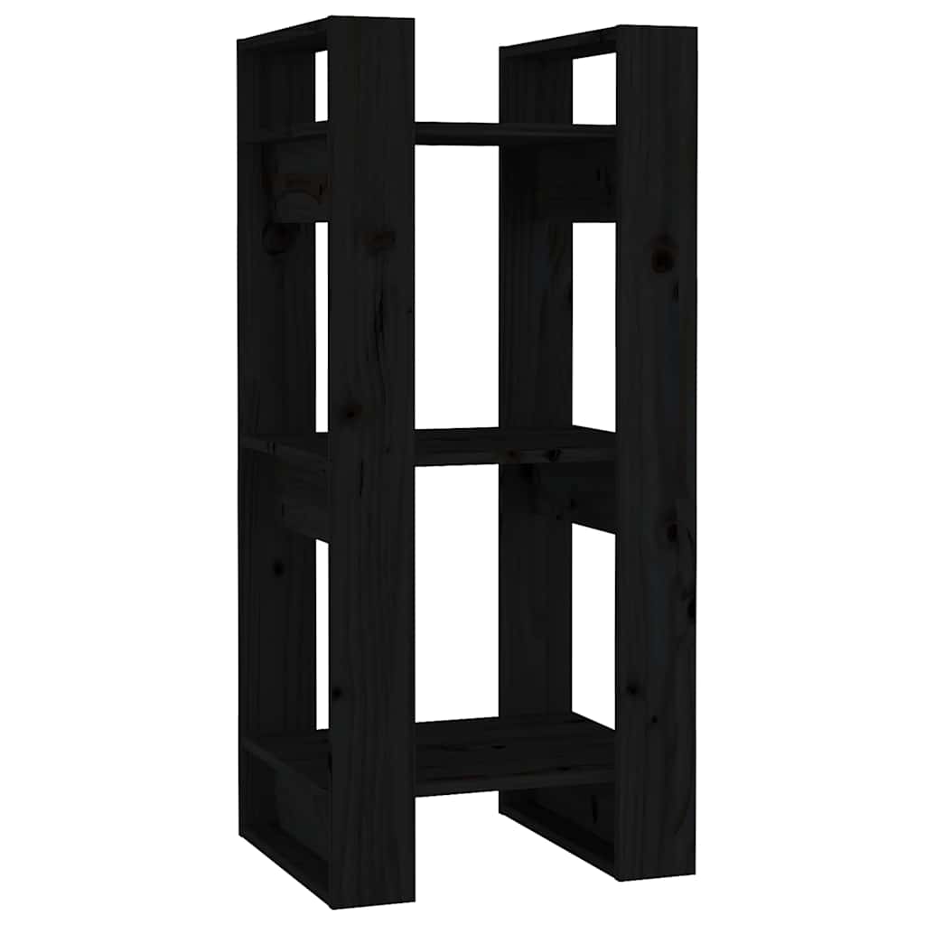 E-shop vidaXL Knižnica/deliaca stena čierna 41x35x91 cm masívna borovica