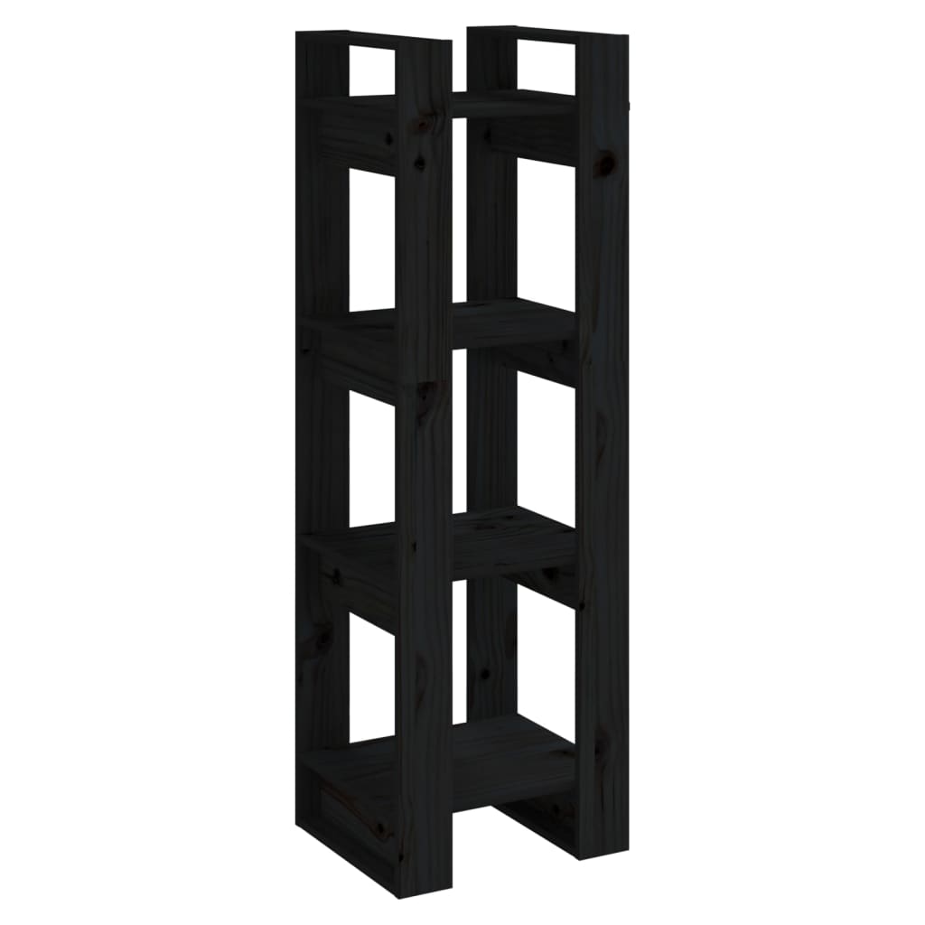 E-shop vidaXL Knižnica/deliaca stena čierna 41x35x125 cm masívna borovica