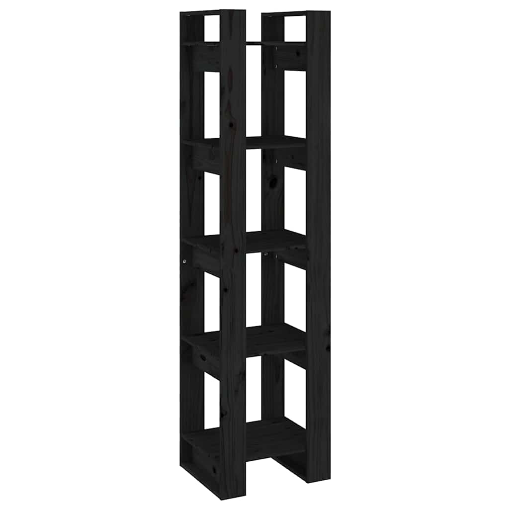E-shop vidaXL Knižnica/deliaca stena čierna 41x35x160 cm masívna borovica