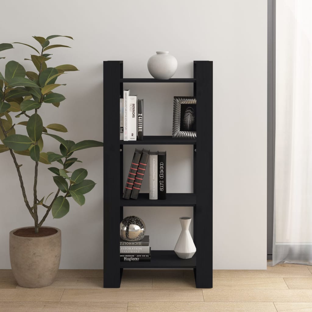 vidaXL Bibliothèque/Séparateur de pièce Noir 60x35x125 cm Bois massif