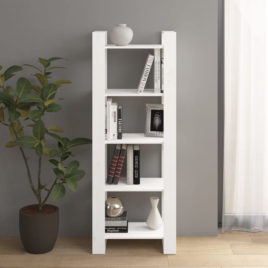 Bücherregal/Raumteiler Weiß 60x35x160 cm Massivholz-1