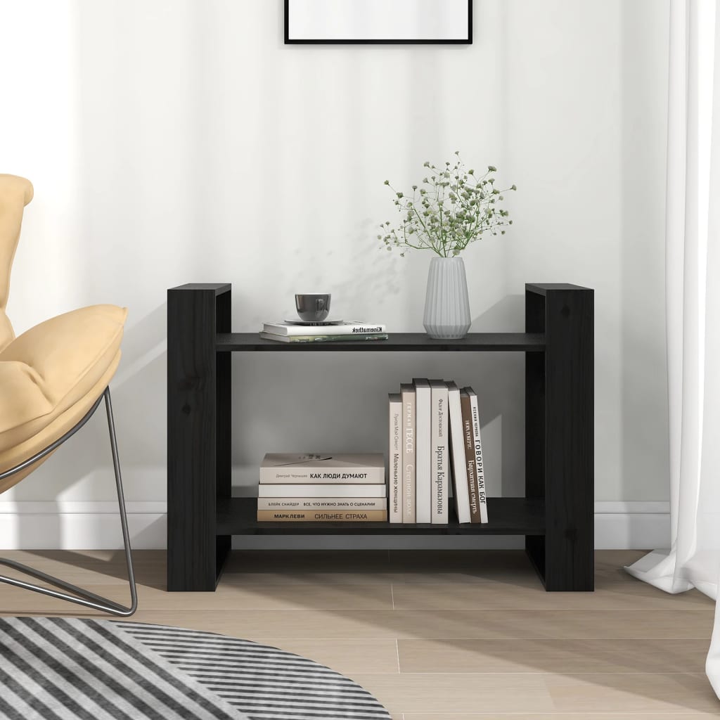 

vidaXL Boekenkast/kamerscherm 80x35x56,5 cm massief grenenhout zwart