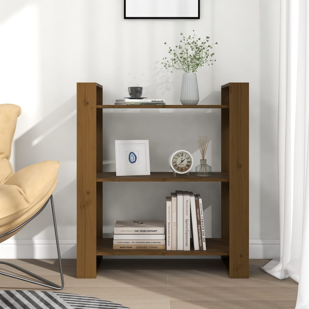 vidaXL Boekenkast/kamerscherm 80x35x91 cm massief hout honingbruin afbeelding