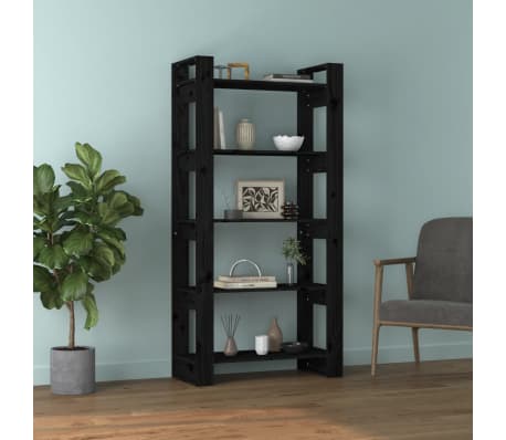 vidaXL Regał na książki/przegroda, czarny, 80x35x160 cm, sosnowy
