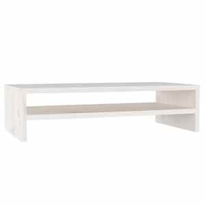 Stojan na monitor bílý 50 x 24 x 13 cm masivní borové dřevo - obrázek 2