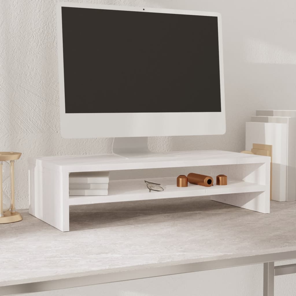 vidaXL Stand pentru monitor, alb, 50x24x13 cm, lemn masiv de pin