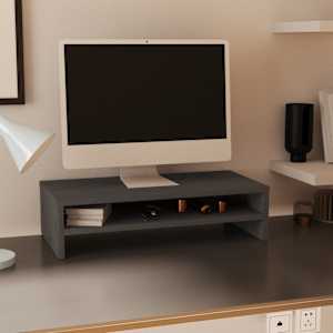 vidaXL Monitoriaus stovas, pilkas, 50x24x13cm, pu&scaron;ies medienos masyvas