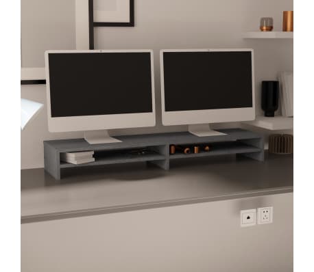 vidaXL Monitoriaus stovas, pilkas, 100x24x13cm, pu&scaron;ies masyvas