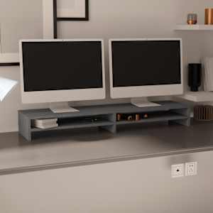 vidaXL Monitoriaus stovas, pilkas, 100x24x13cm, pu&scaron;ies masyvas