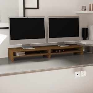 vidaXL Monitoriaus stovas, medaus rudas, 100x24x13cm, pu&scaron;ies masyvas