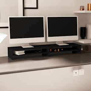 vidaXL Monitoriaus stovas, juodas, 100x24x13cm, pu&scaron;ies masyvas