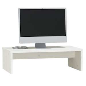 Stojan na monitor bílý 50x27x15 cm masivní borové dřevo - obrázek 4