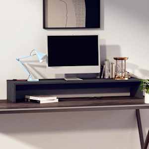 vidaXL Monitoriaus stovas, pilkas, 100x27x15cm, pu&scaron;ies masyvas