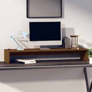 vidaXL Monitoriaus stovas, medaus rudas, 100x27x15cm, pu&scaron;ies masyvas