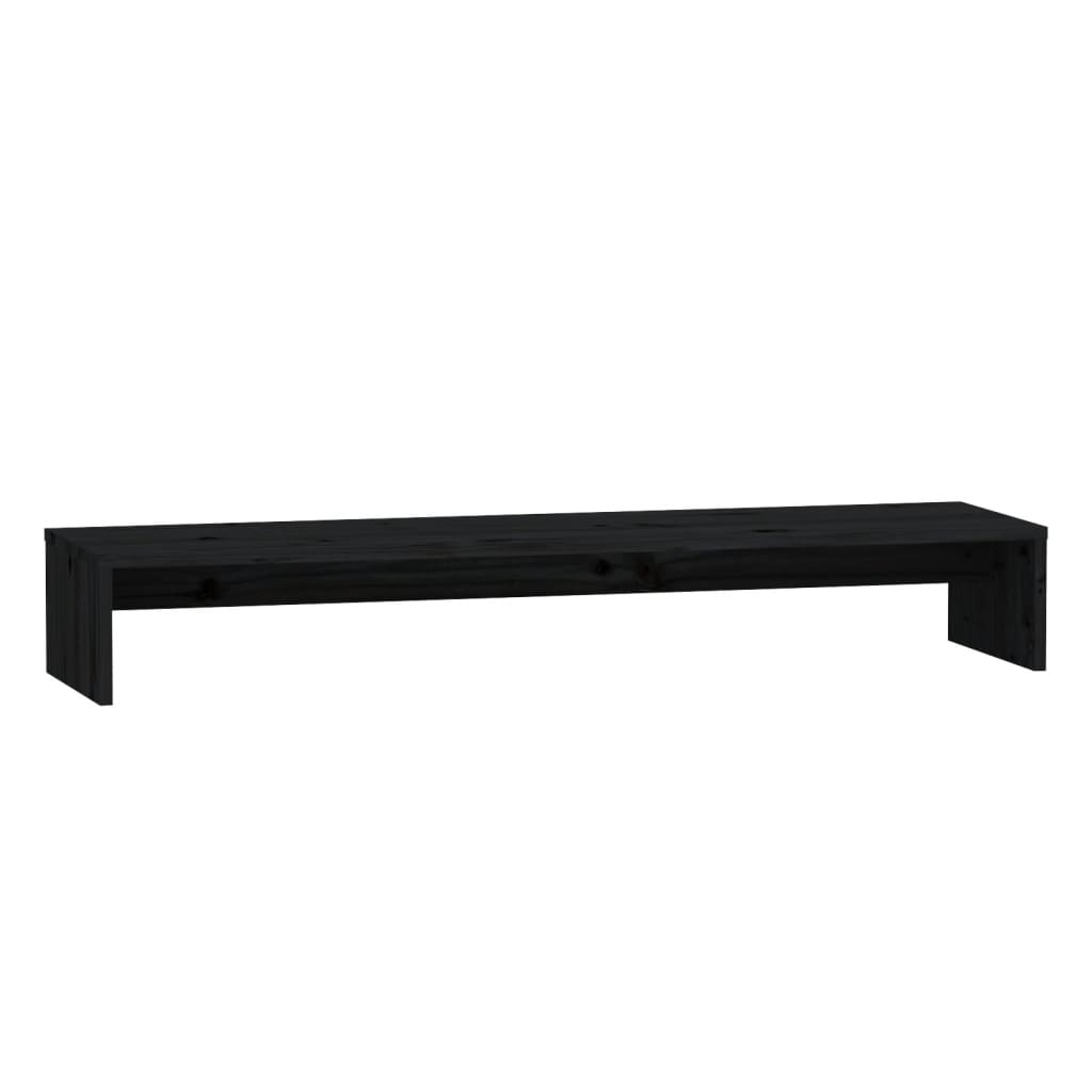 Support de moniteur Noir 100x27x15 cm Bois de pin solide | meublestv.fr 3