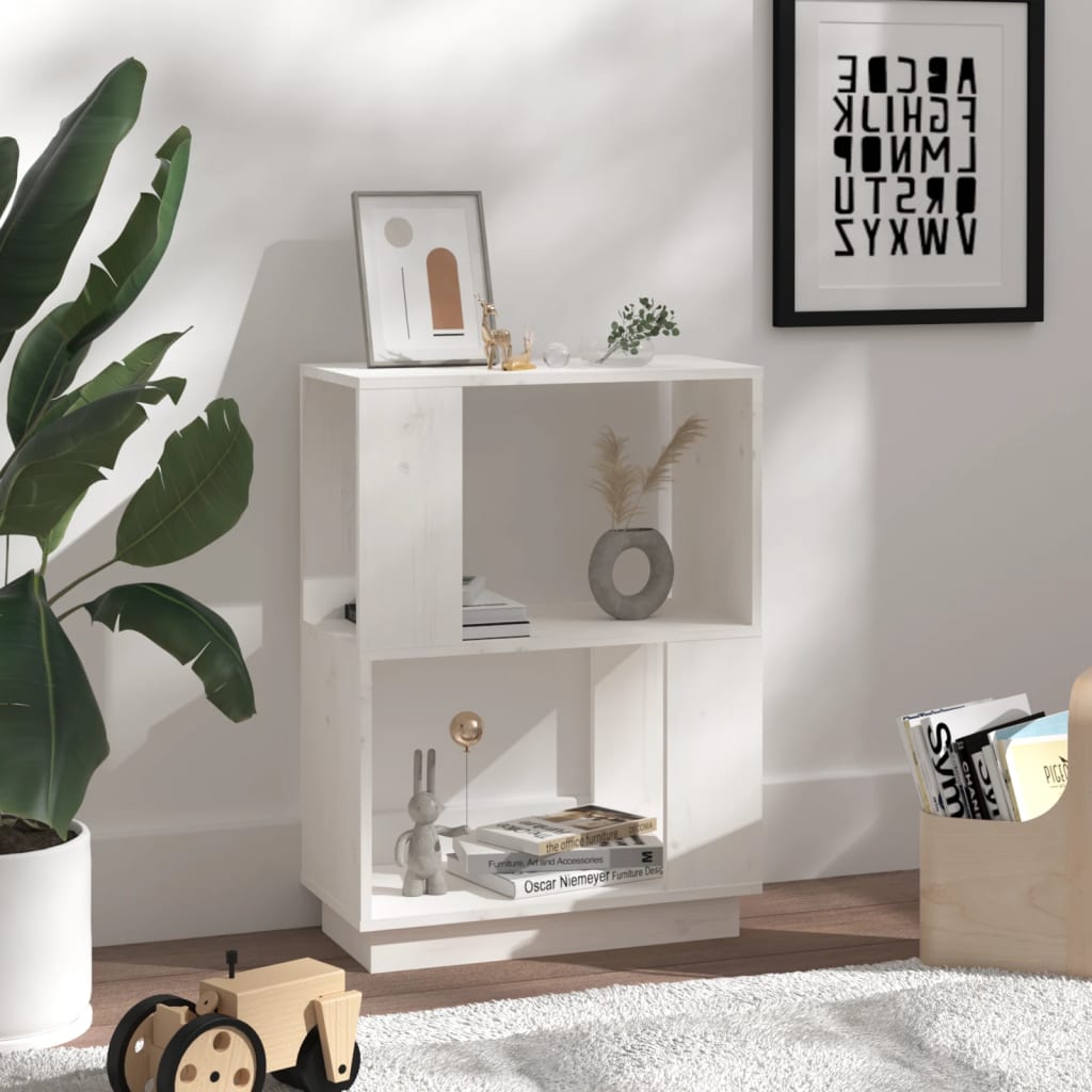 vidaXL Boekenkast/kamerscherm 51x25x70 cm massief grenenhout wit