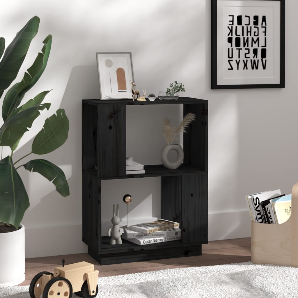 

vidaXL Boekenkast/kamerscherm 51x25x70 cm massief grenenhout zwart