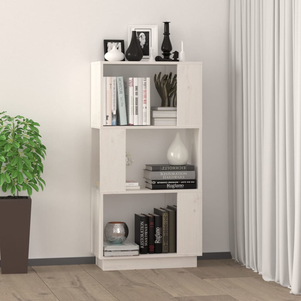 vidaXL Boekenkast/kamerscherm 51x25x101 cm massief grenenhout wit