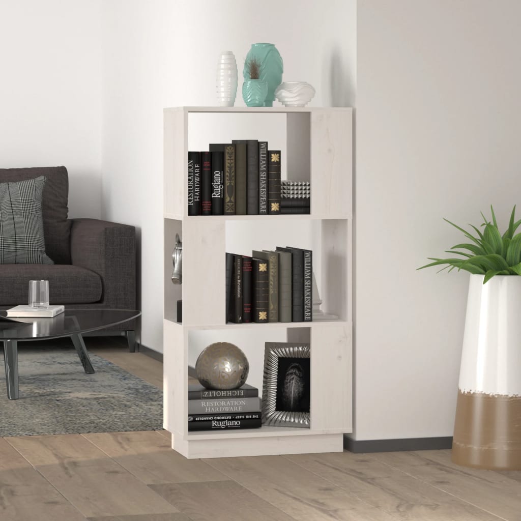 vidaXL Book Cabinet/Room Divider White 51x25x101 cm Solid Wood Pine