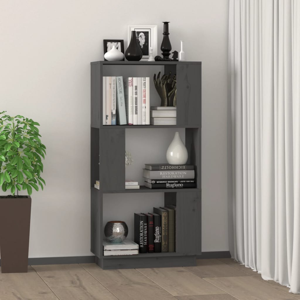 vidaXL Boekenkast/kamerscherm 51x25x101 cm massief grenenhout grijs