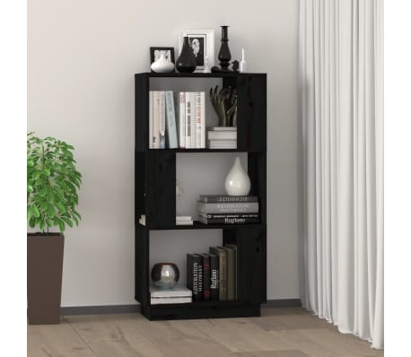 vidaXL Bücherregal/Raumteiler Schwarz 51x25x101 cm Massivholz Kiefer