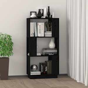 vidaXL Bücherregal/Raumteiler Schwarz 51x25x101 cm Massivholz Kiefer