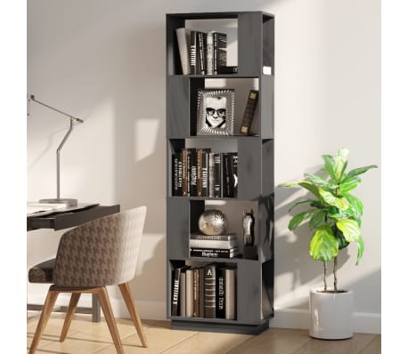vidaXL Boekenkast/kamerscherm 51x25x163,5 cm massief grenenhout grijs