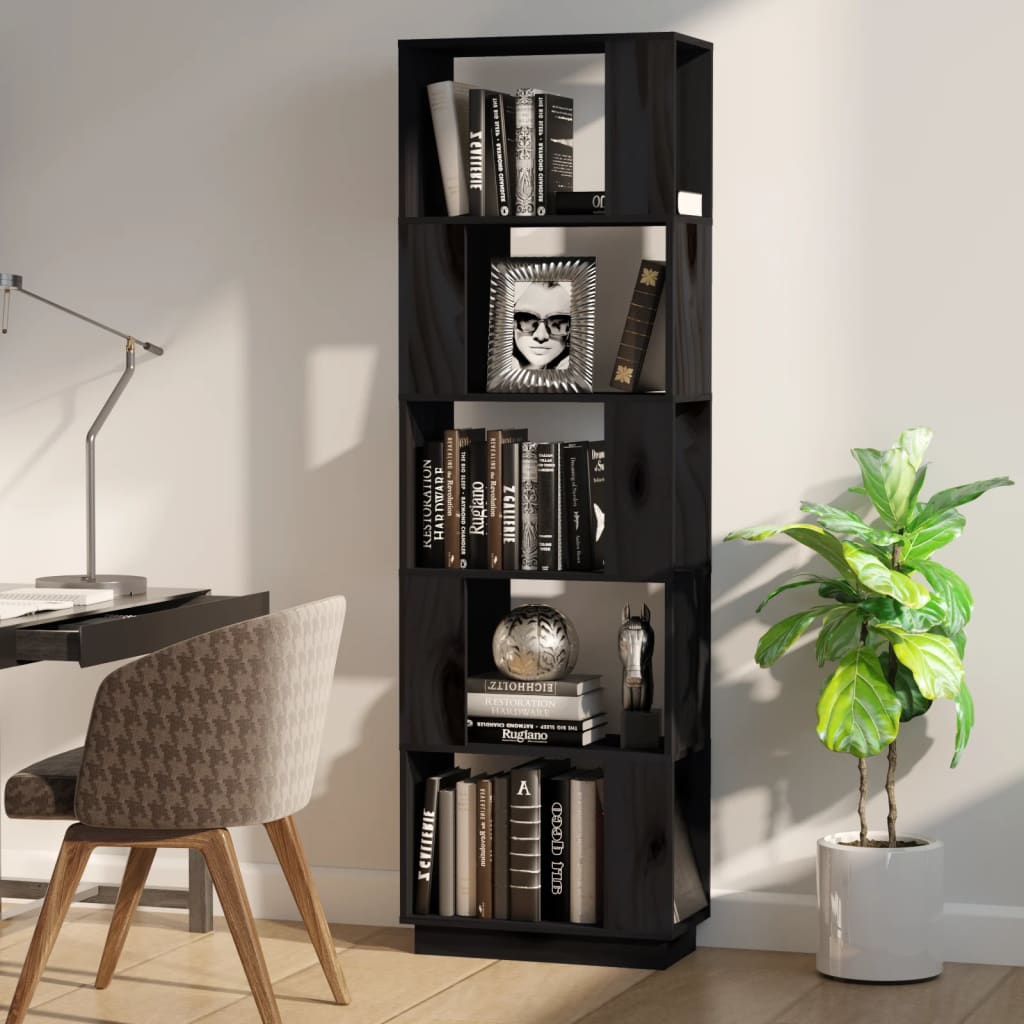 

vidaXL Boekenkast/kamerscherm 51x25x163,5 cm massief grenenhout zwart