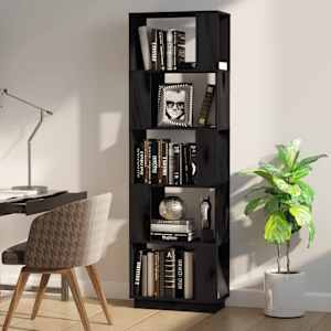 vidaXL Book Cabinet/Room Divider Black 51x25x163.5 cm Solid Wood Pine